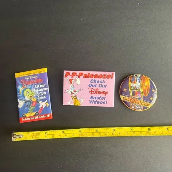vintage Disney Easter Videos VHS pins pinback 3 Pieces - Picture 5 of 5